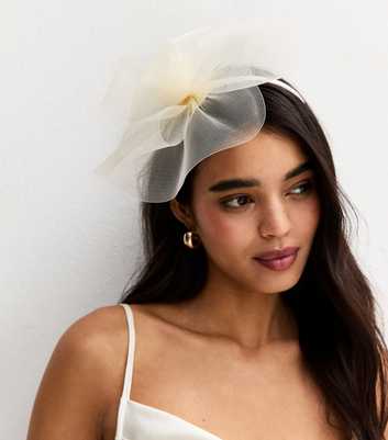 Cream Mesh Flower Fascinator