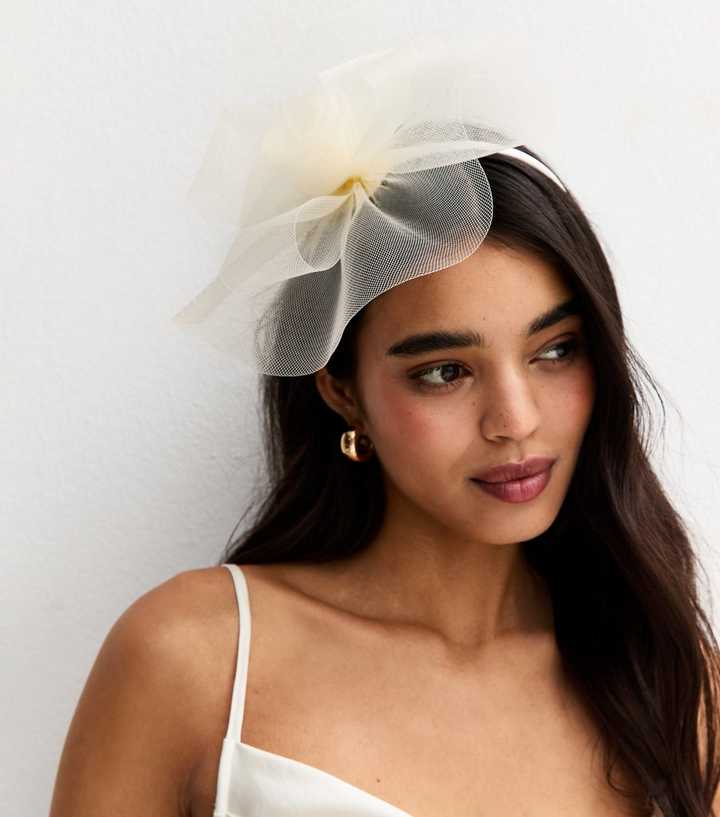 Whiteley Fischer Mesh Fascinator With Rose Detail Cream