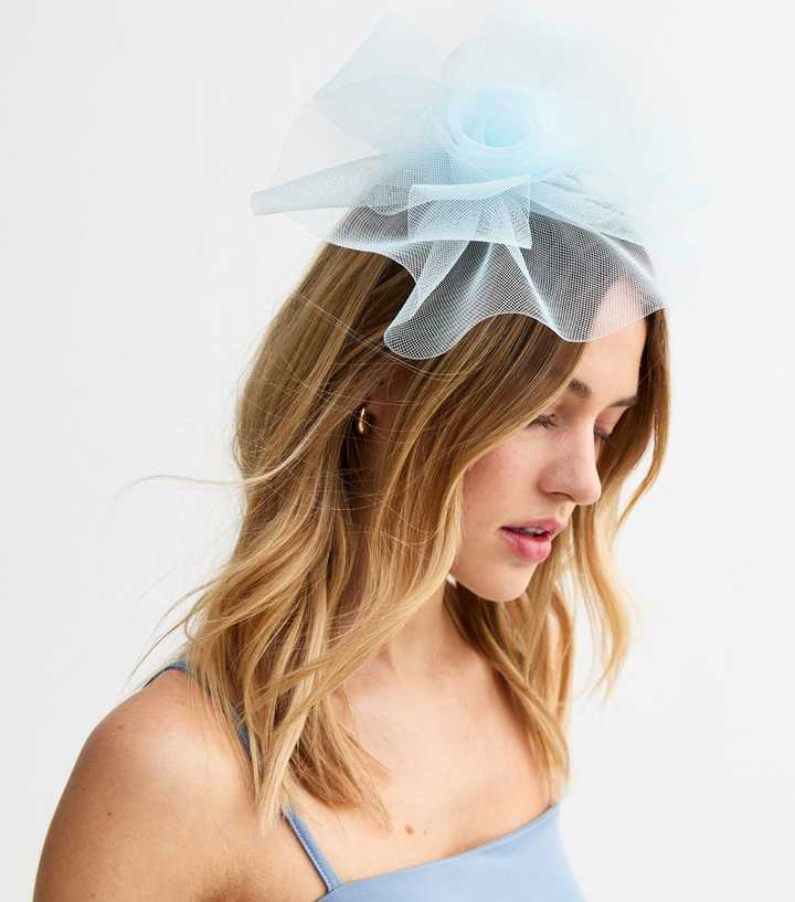 Blue Mesh Flower Fascinator