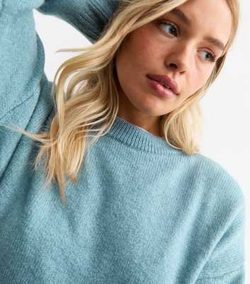 Blue Crew Neck Knitted Jumper