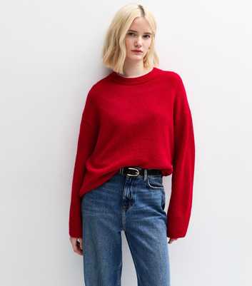 Red Crew Neck Knitted Jumper