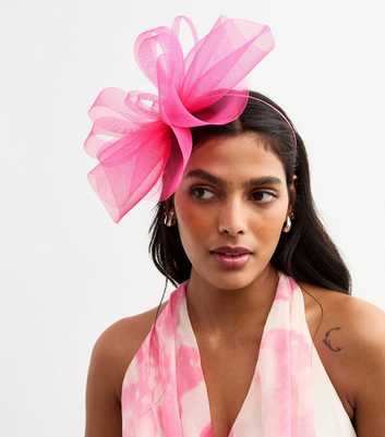 Pink Mesh Flower Fascinator 