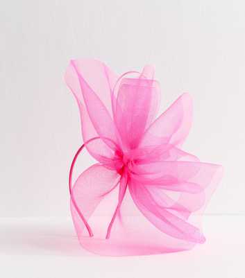 Pink Mesh Flower Fascinator 