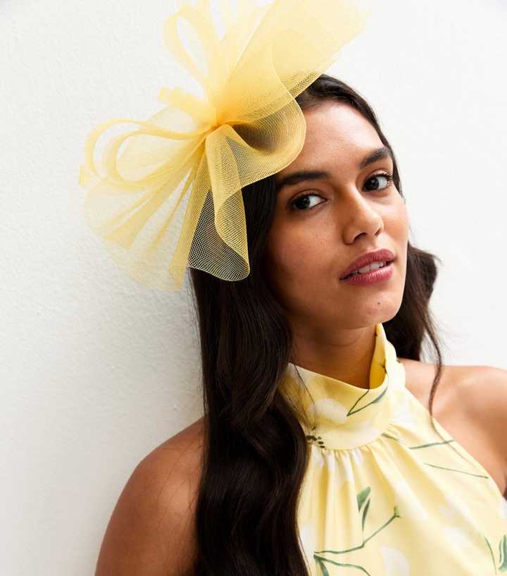 Yellow Mesh Flower Fascinator