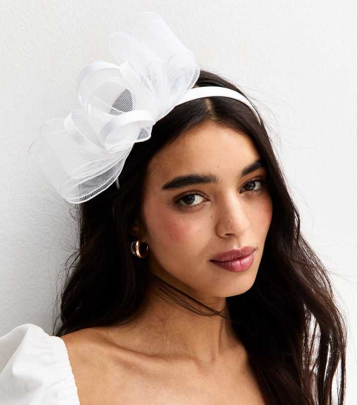 White Mesh Bow Fascinator