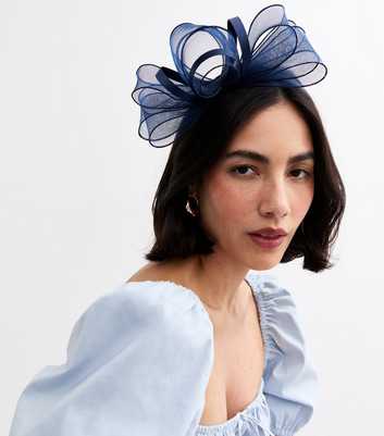 Navy Mesh Bow Fascinator