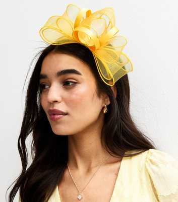 Yellow Mesh Bow Fascinator
