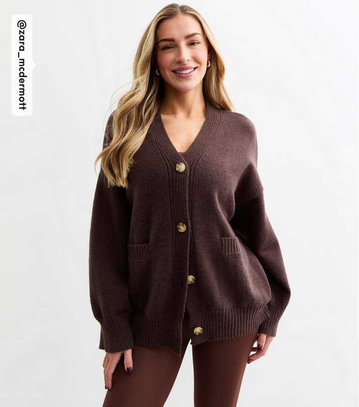 Rise by Zara McDermott Brown Oversized Cardigan