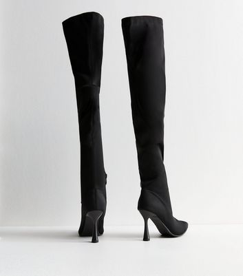 Truffle Black Heeled Over The Knee Boots New Look