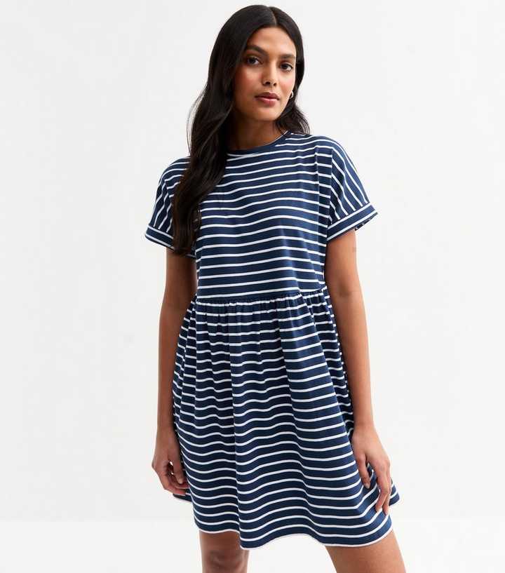 Blue Stripe Print Smock Mini Dress | New Look