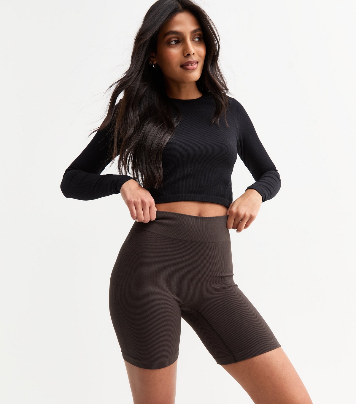 Women's Dark Brown Jersey Cycling Shorts New Look