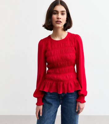 shirred peplum top