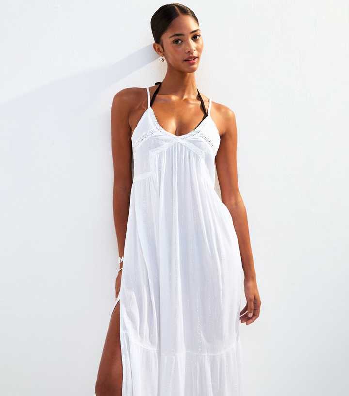 princess polly baby blue dress Petite Light Blue Covered Beaded Strap Beach Maxi Dress