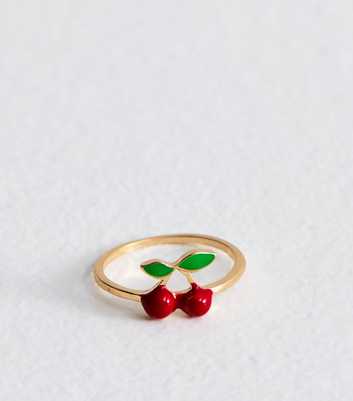 Gold Tone Cherry Ring