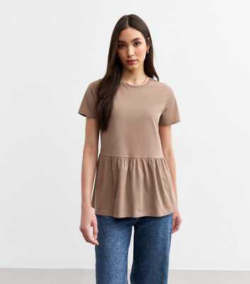 Mink Peplum Hem Jersey Top