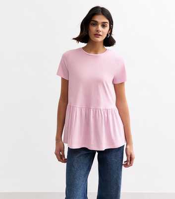 Pink Peplum Hem Jersey Top