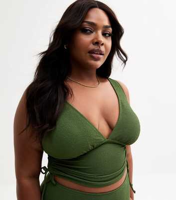 Curves Khaki Textured Adjustable Tankini 