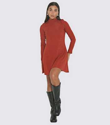 WKNDGIRL Orange Long Sleeve Mini Skater Dress