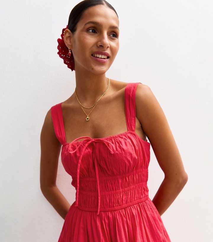petite red dress new look Petite Red High Neck Belted Mini Dress