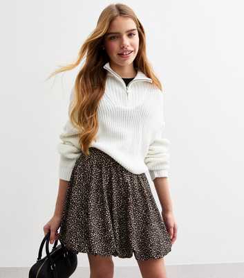 Girls Brown Leopard Print Bubble Skirt