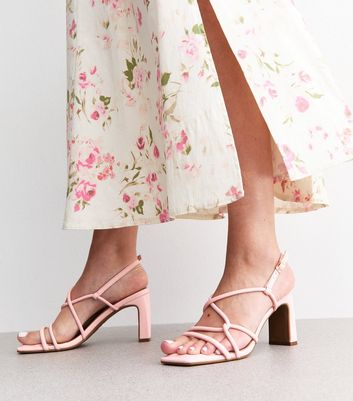 Light Pink Faux Leather Block Heel Sandals | New Look