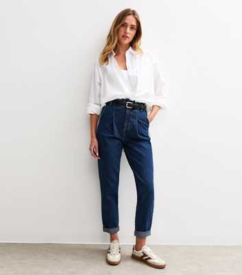 Blue Denim Paperbag Waist Jeans