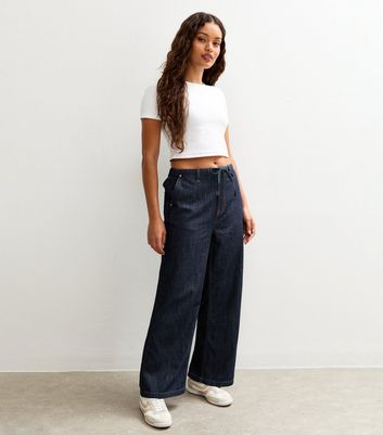 【INCHANT ME】[unisex] 472 black blue wide denim pants non-fade/unisex] Rainy Semi Wide Denim Pants - INCHANT ME