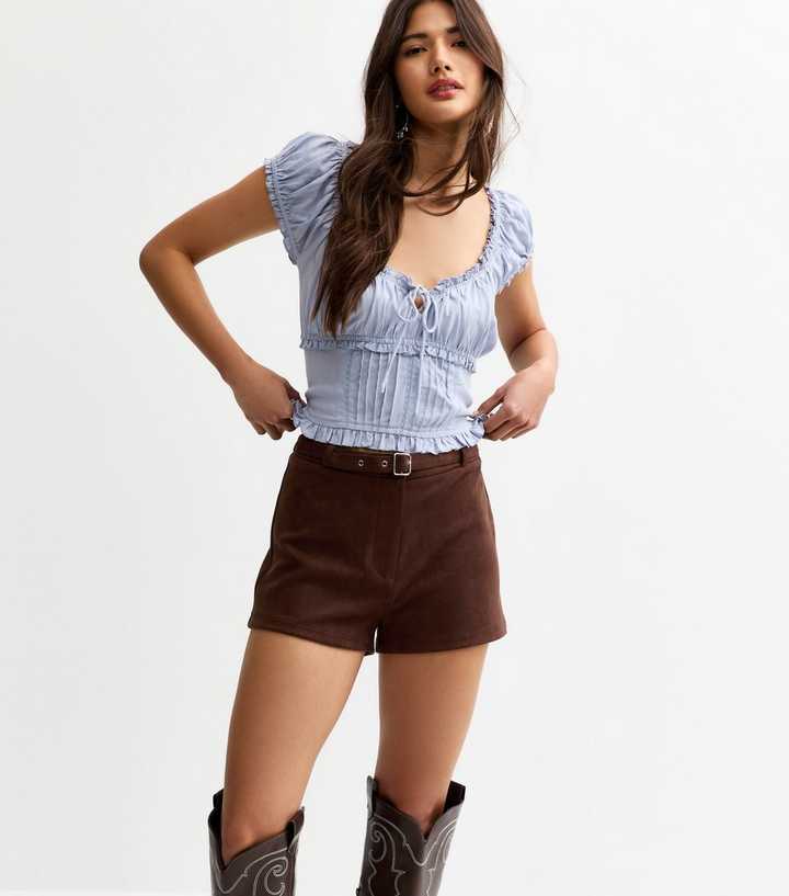 Dark Brown Faux Suede Shorts