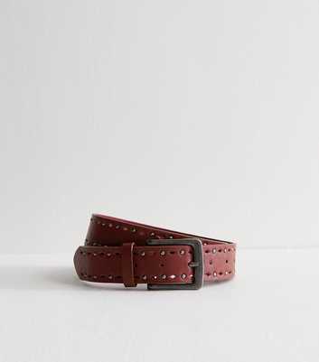 Burgundy Faux Leather Laser Cut Belt