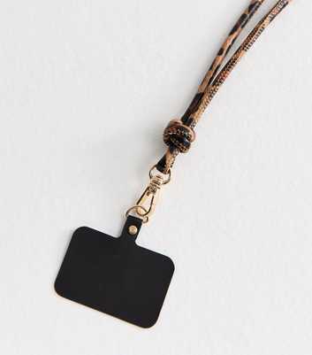 Brown Leopard Print Faux Leather Phone Strap