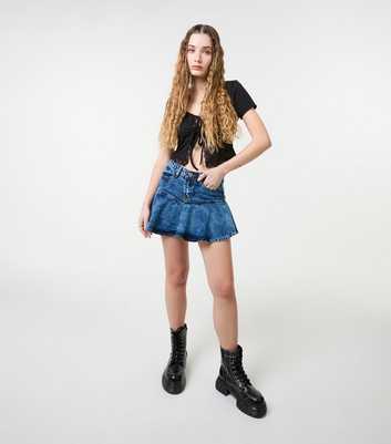 Pink Vanilla Blue Denim Flip Skirt