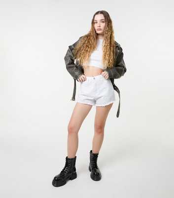Pink Vanilla White Denim Diamanté Shorts