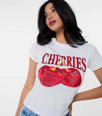 Pink Vanilla White Cherry Print T-Shirt