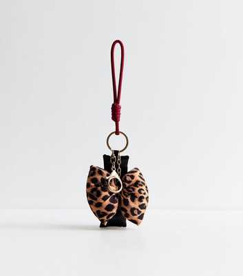 Brown Leopard Bow Rope Bag Charm