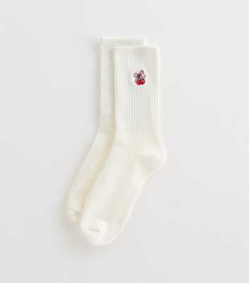 White Cherry Embroidered Socks