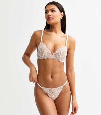Cream Crochet Lace Thong