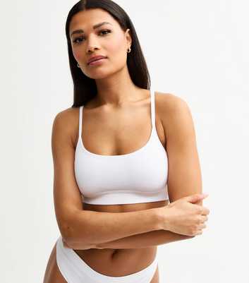 White Ribbed Seamless Bralette