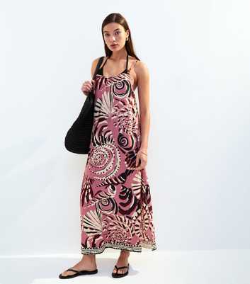 Pink Shell Print Maxi Dress