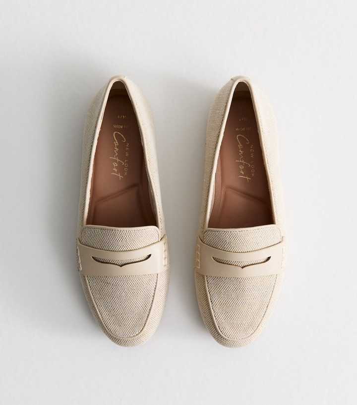 Wide Fit Cream Canvas Loafers