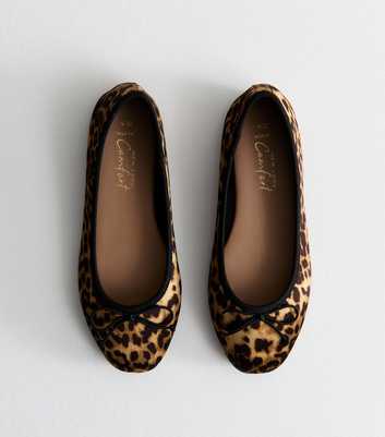 Wide Fit Stone Leopard Print Ballet Flats