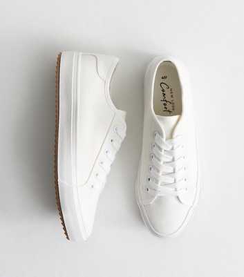 White Canvas Lace Up Trainers