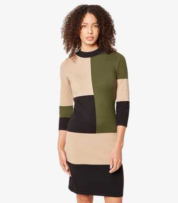 Apricot Stone Colourblock Knit Dress