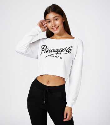 Pineapple White Logo Print Raw Hem Top