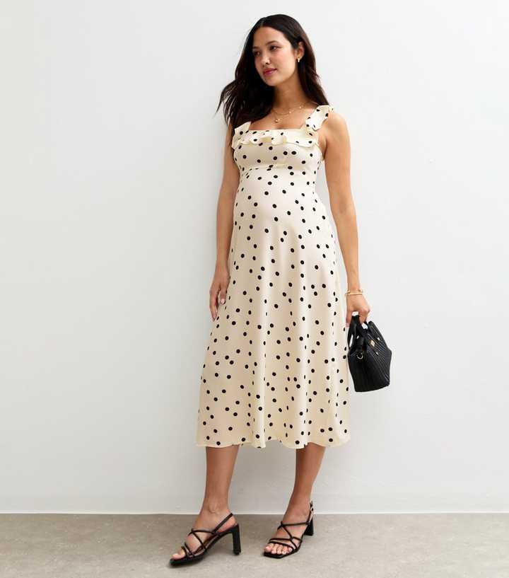 chinese dress ladies HGps8w Women's Elegant Polka Dots Maternity Dress Mock Neck Ruffle Sleeve  Midi Dresses Pregnancy Clothes with Belt at Amazon Women's Clothing store