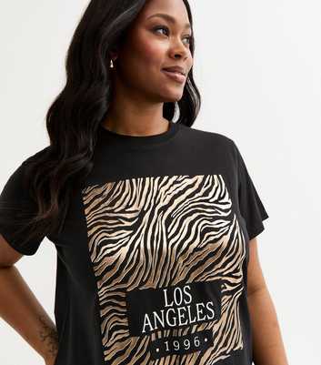 Curves Black Foil Leopard Print T-Shirt 