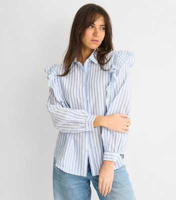 Gini London Blue Striped Frill Shirt