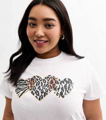 Curves White Foil Hearts Print T-Shirt