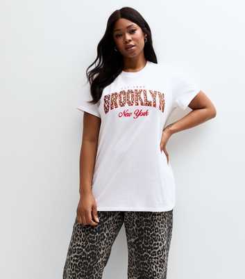 Curves White Leopard Brooklyn Print T-Shirt