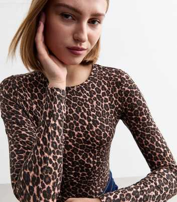 Brown Leopard Print Jersey Bodysuit