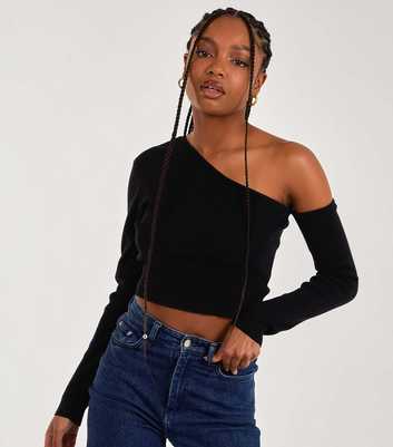 Pink Vanilla Black One Shoulder Long Sleeve Top